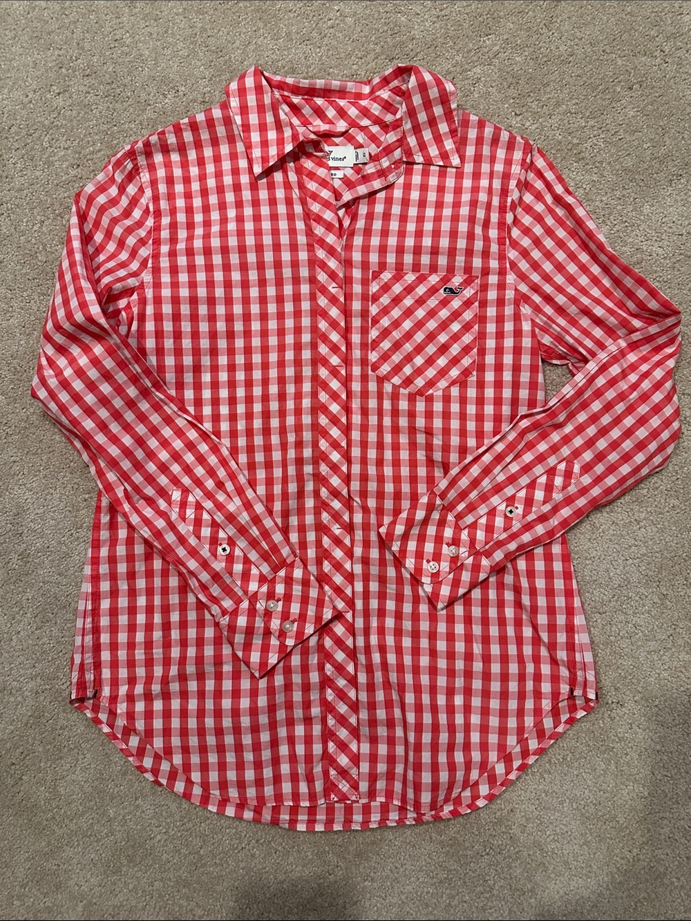 Vineyard Vines Pink and White Gingham Button-Down Shirt